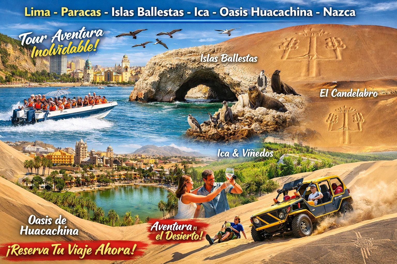 Lima - Paracas - Islas Ballestas - Ica - Oasis Huacachina - Nazca